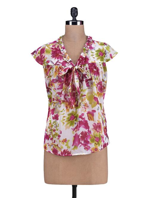 pink printed poly georgette top - 1128854 - Very Small Image - 1