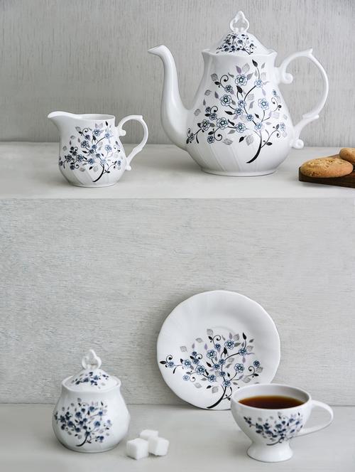 monochrome floral pattern print tea cup set - 1129291 - Very Small Image - 1