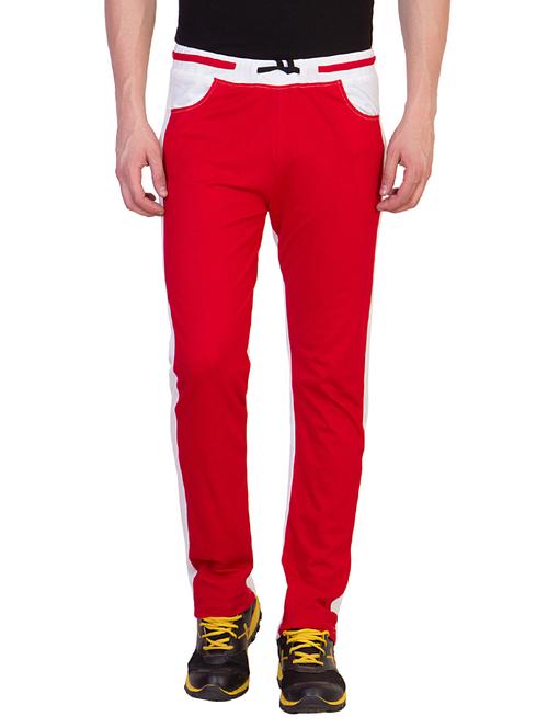 red cotton full length track pant - 11294398 - Very Small Image - 1