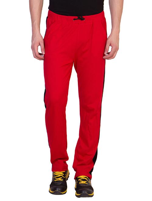 red cotton ankle length track pant - 11294404 - Very Small Image - 1