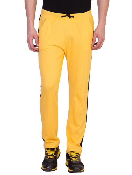 yellow cotton ankle length track pant - 11294405 - Very Small Image - 1