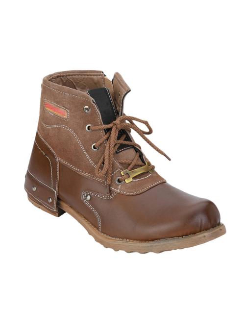 Men Brown Leather Boots - 11299869 - Very Small Image - 1