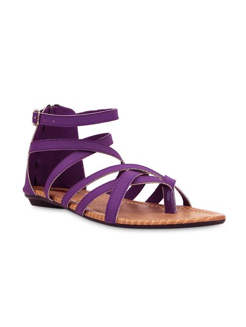 purple strappy zip closure sandals - 1130195 - Very Small Image - 1