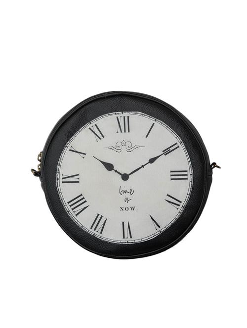 black clock printed round sling bag - 11303637 - Very Small Image - 1