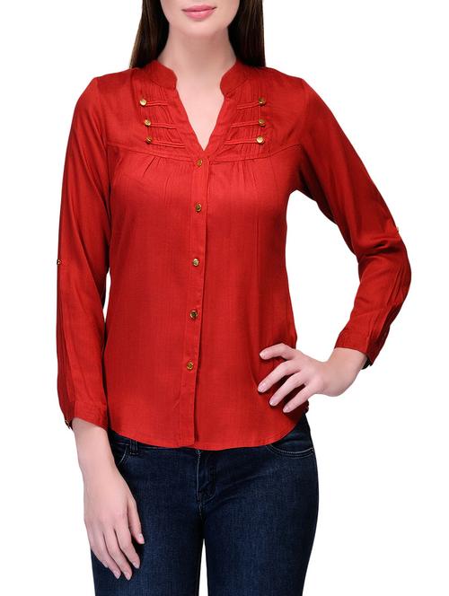 plain three quarter sleeves cotton asymmetric top - 1130898 - Very Small Image - 1