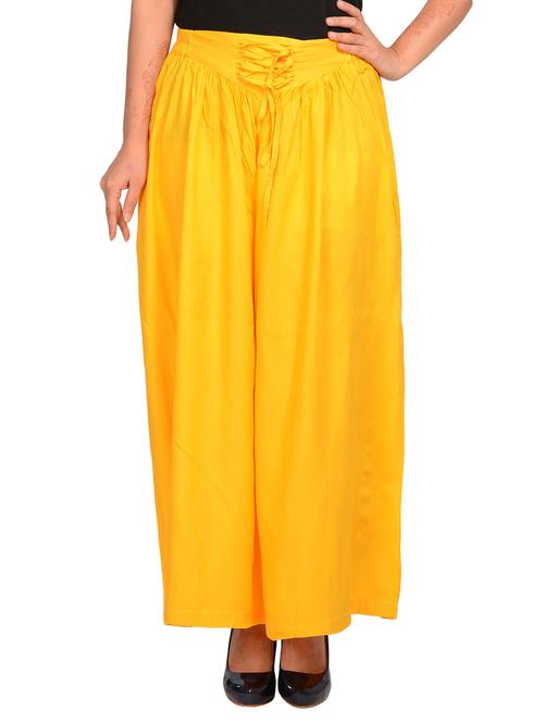 yellow rayon palazzos - 11309433 - Very Small Image - 1