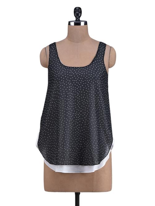 round neck georgette overlay cotton top - 1131163 - Very Small Image - 1