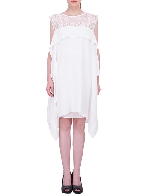 white georgette asymmetric dress - 11311653 - Very Small Image - 1