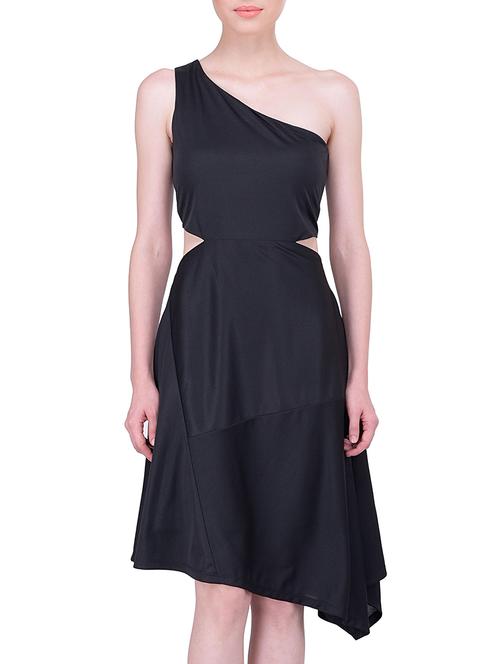 black polyester single shoulder dress - 11311656 - Very Small Image - 1