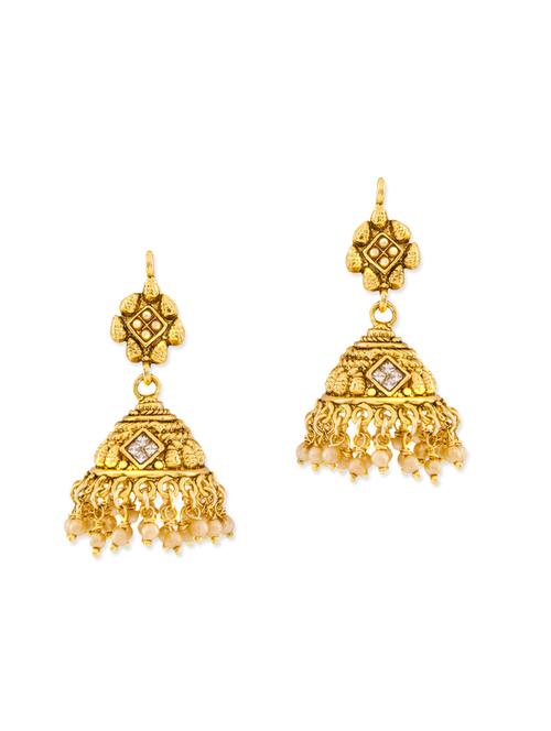 gold metal jhumki earring - 11311961 - Very Small Image - 1