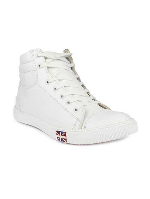 white leatherette lace up sneaker - 11312269 - Very Small Image - 1