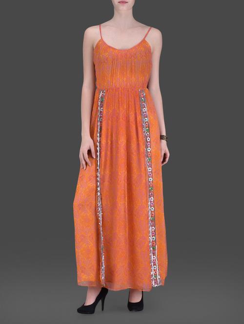 orange printed maxi dress - 1131360 - Very Small Image - 1