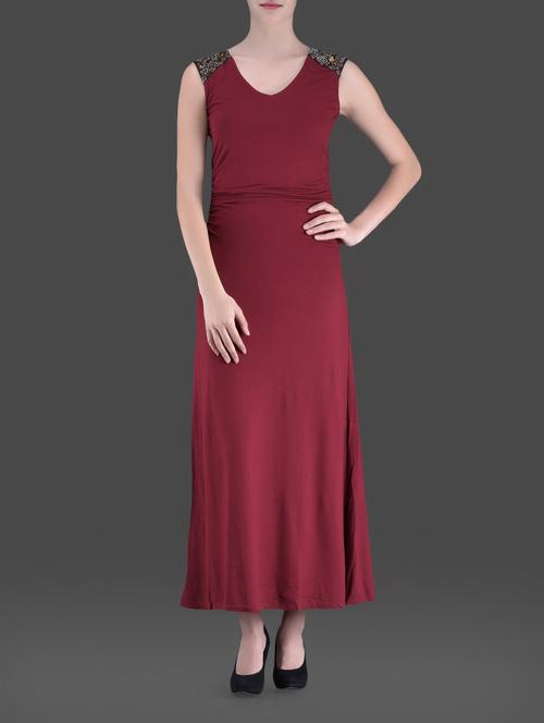 maroon embellished maxi dress - 1131409 - Very Small Image - 1
