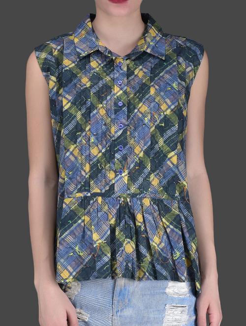 multicoloured printed collared top - 1131555 - Very Small Image - 1