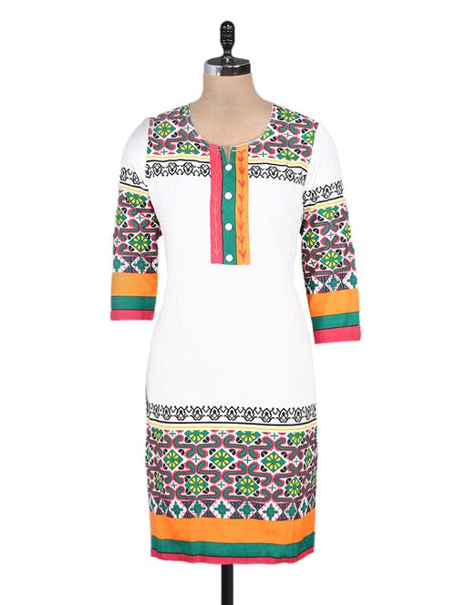 quarter sleeves printed cotton kurta - 1131736 - Very Small Image - 1