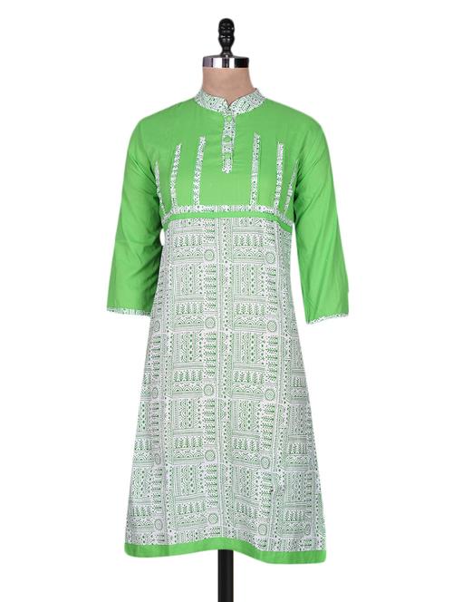 block print mandarin color kurta - 1131802 - Very Small Image - 1