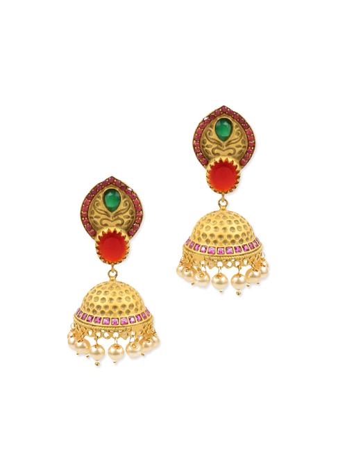 orange green color, gold plated earring - 11320797 - Very Small Image - 1