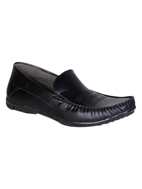 solid black faux leather cutwork loafers - 11324544 - Very Small Image - 1