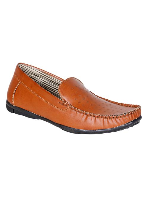 solid tan faux leather cutwork loafers - 11324547 - Very Small Image - 1