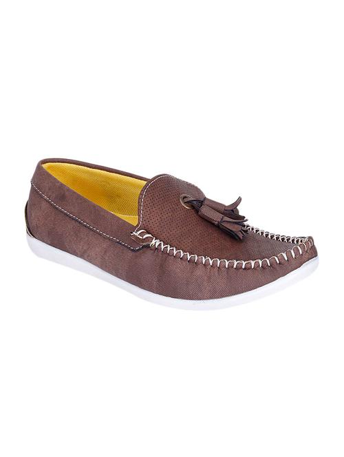 solid brown denim emeblished loafers - 11324550 - Very Small Image - 1