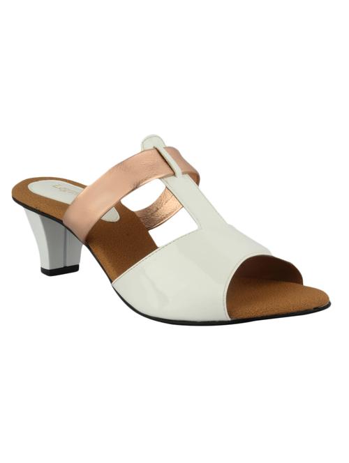 white faux leather slip on sandals - 11333320 - Very Small Image - 1