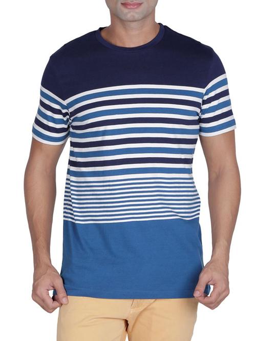 blue striped cotton t-shirt - 11333666 - Very Small Image - 1