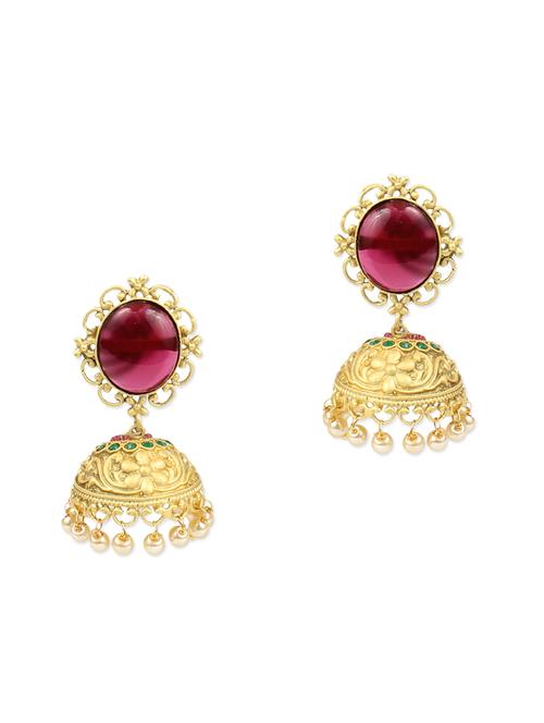 gold and magenta gold plated earrings - 11334825 - Very Small Image - 1