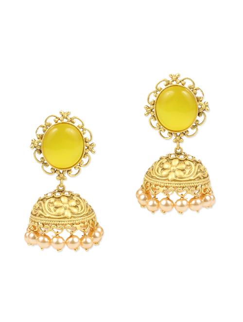gold and yellow gold plated jhumkas - 11334828 - Very Small Image - 1
