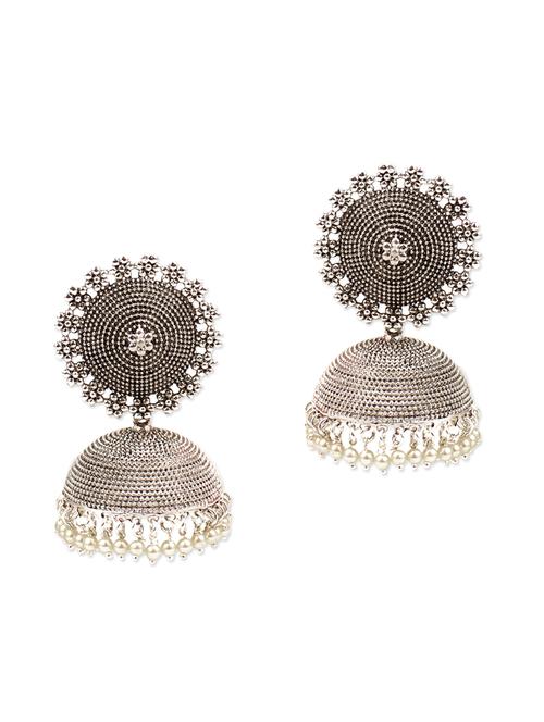 silver gold plated jhumkas - 11334834 - Very Small Image - 1