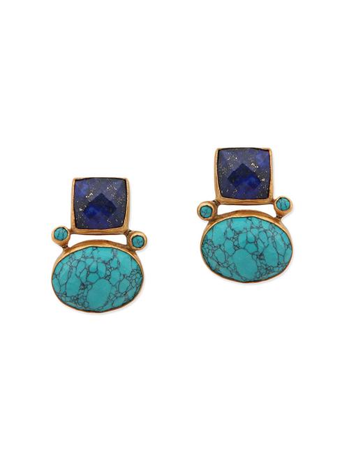 blue brass drop earring - 11342934 - Very Small Image - 1