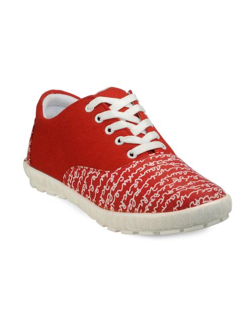 red canvas lace up sneakers - 11343093 - Very Small Image - 1
