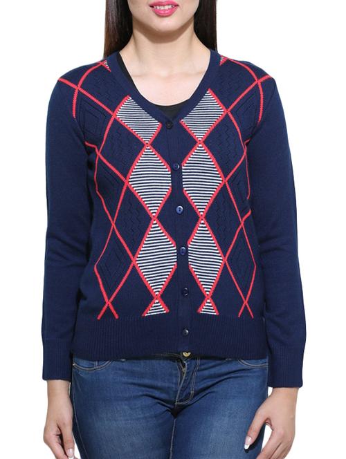 navy blue acrylic cardigan - 11344791 - Very Small Image - 1