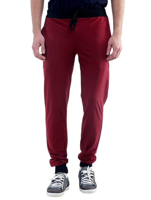 solid maroon cotton track pants - 11345097 - Very Small Image - 1