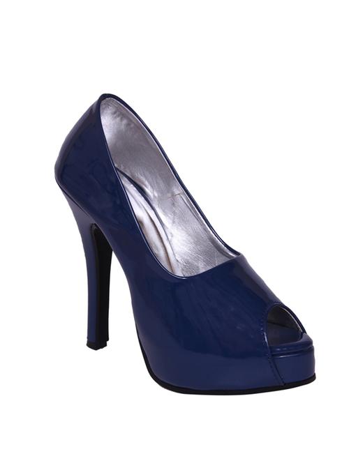 solid glossy blue pump - 11346580 - Very Small Image - 1