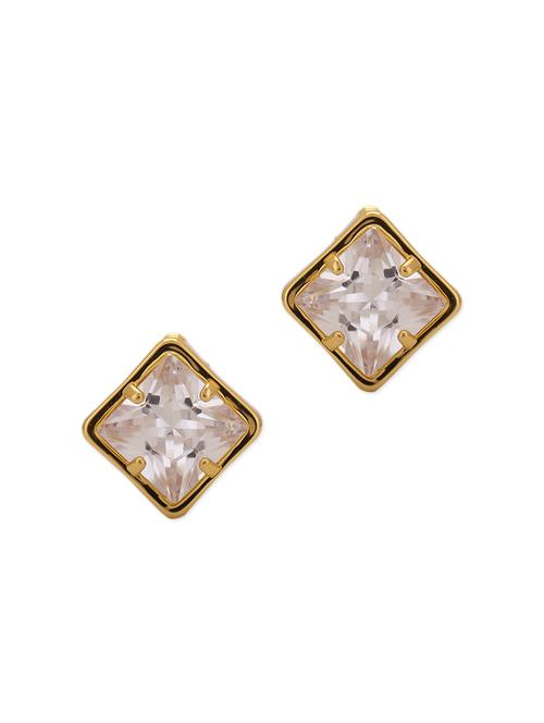 white and gold copper studs earrings - 11351080 - Very Small Image - 1