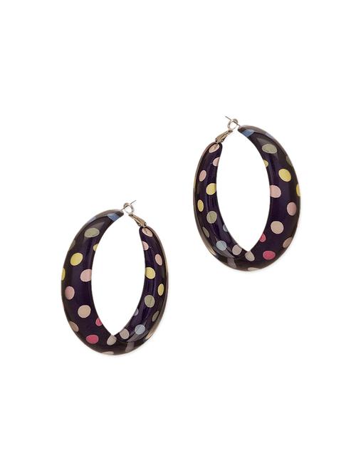 black polka dot print copper hoop earring - 11351094 - Very Small Image - 1