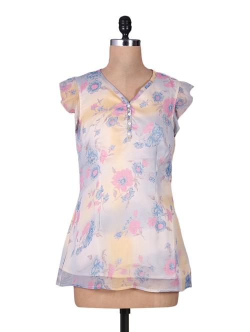 multicoloured floral print chiffon top - 1135442 - Very Small Image - 1