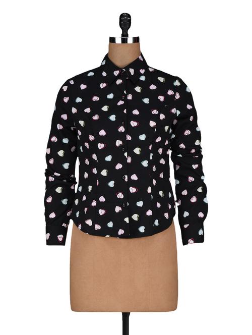 long sleeves polycrepe printed shirt - 1135578 - Very Small Image - 1