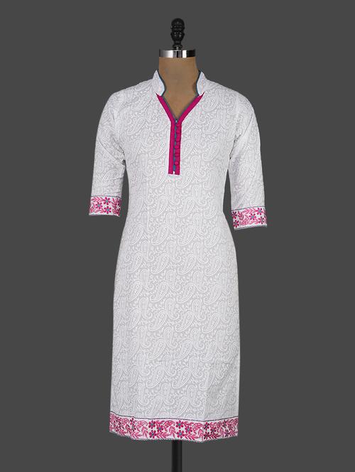 white cotton straight kurta - 1136019 - Very Small Image - 1