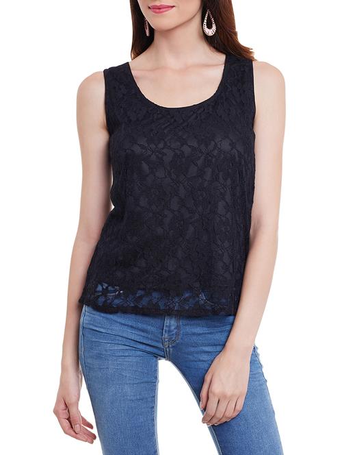 black polyester regular top - 11360271 - Very Small Image - 1