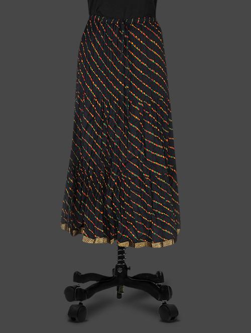 lehariya print black cotton skirt - 1136031 - Very Small Image - 1