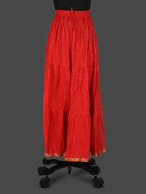 printed red long cotton skirt - 1136037 - Very Small Image - 1