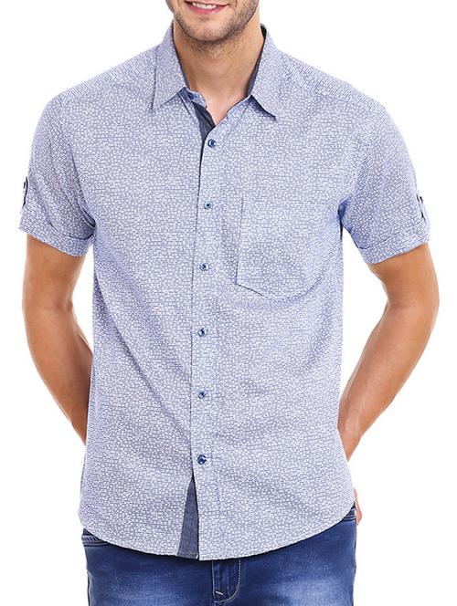blue cotton casual shirt - 11361376 - Very Small Image - 1