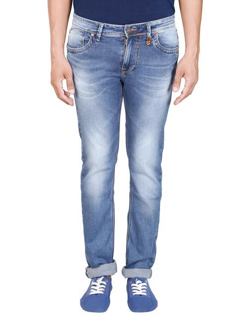 blue cotton stone washed jeans - 11365991 - Very Small Image - 1