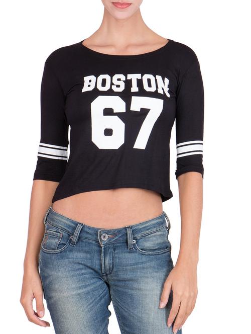 black cotton crop top - 11368775 - Very Small Image - 1