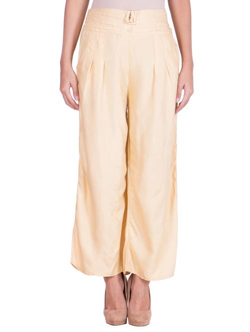solid beige cotton palazzo - 11369113 - Very Small Image - 1