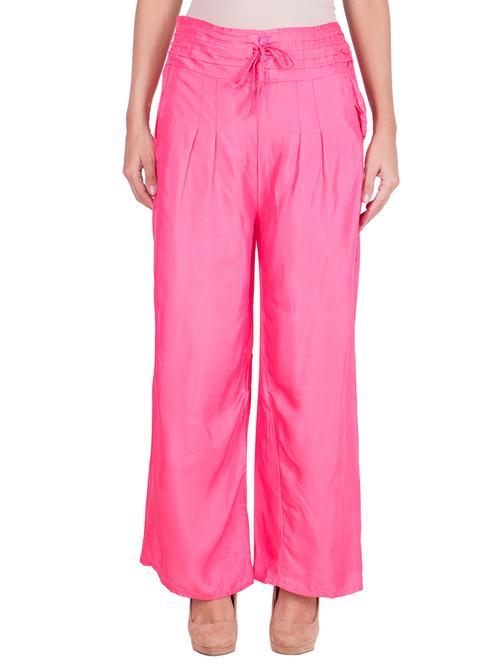 solid pink cotton palazzo - 11369114 - Very Small Image - 1