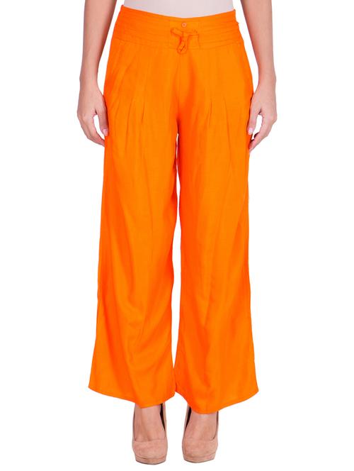solid orange cotton palazzo - 11369117 - Very Small Image - 1