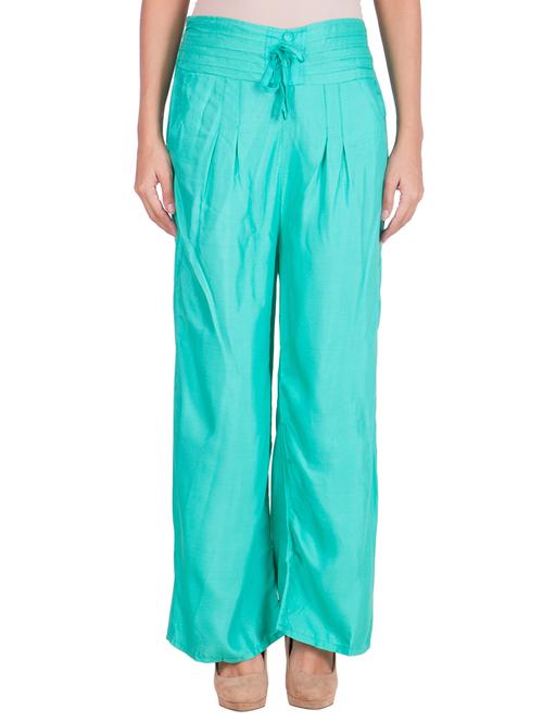 solid green cotton palazzo - 11369118 - Very Small Image - 1