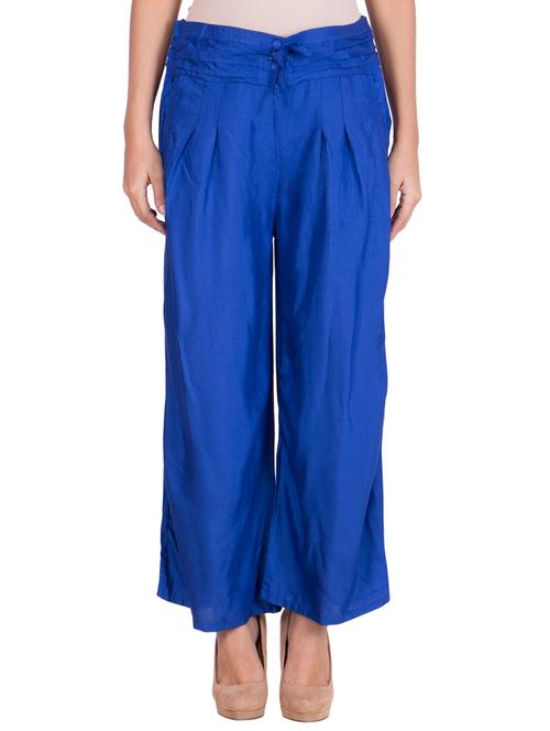 solid blue cotton palazzo - 11369120 - Very Small Image - 1